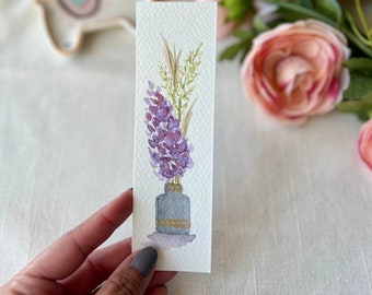 Original Hand painted bookmarks, Watercolor artwork, Floral Bookmarks, purple bookmarks, gifts for her, book lovers gift, original art