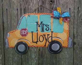School Bus Door Hanger Bronwyn Hanahan Art | Etsy