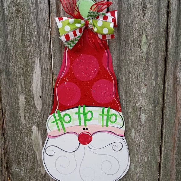 Santa door sign, Christmas decor, Christmas door hanger, Winter door hanger, winter decor, farmhouse decor.