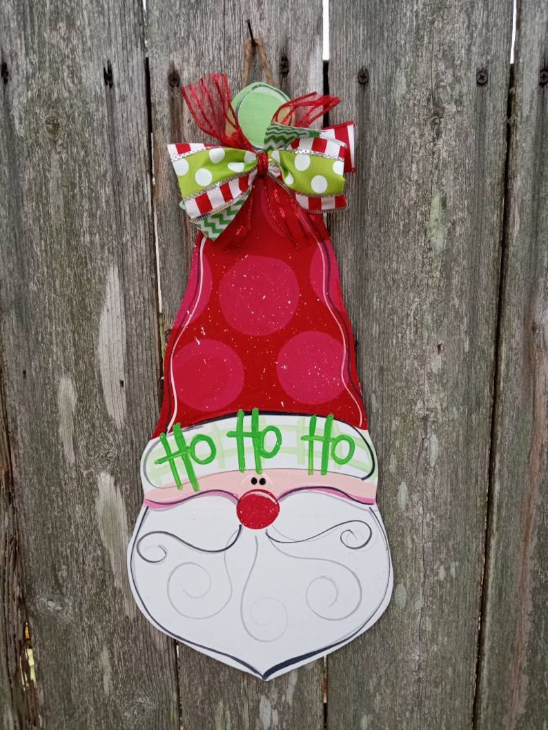 Santa Door Sign, Christmas Decor, Christmas Door Hanger, Winter Door