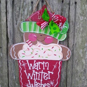 Winter door hanger, Christmas door hanger, gingerbread door hanger, Christmas decor, gingerbread spice latte, winter decor, farmhouse decor