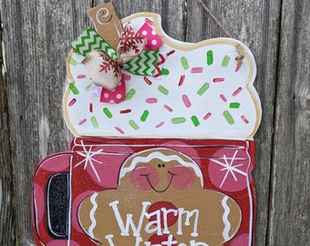 Gingerbread door hanger, winter door hanger, Christmas decor, wood door hanger,farmhouse decor, mason jar door hanger, Christmas door hanger