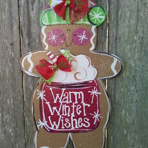 Winter door hanger, Christmas door hanger, gingerbread door hanger, Christmas decor, winter decor, gingerbread spice latte sign, farmhouse