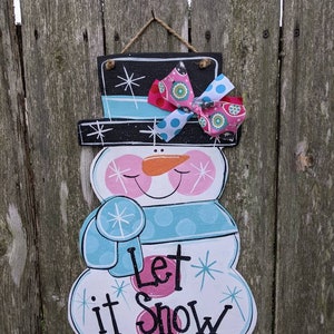 Snowman door hanger, Winter door hanger, Winter decor, Wood door hanger, farmhouse decor.