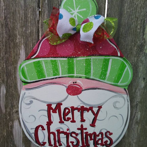 Door hanger, Christmas door hanger, Santa door hanger, Christmas decor, Personalized door hanger, farmhouse decor, Santa decor.