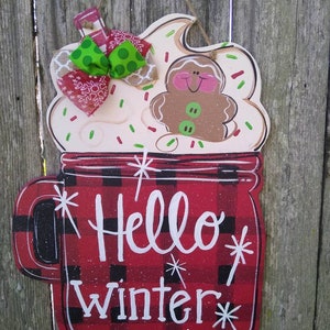 Winter door hanger, winter decor, gingerbread door hanger, Christmas decor, Christmas door hanger, farmhouse decor