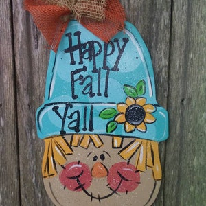 Fall door hanger, scarecrow door hanger, FALL decor, scarecrow decor, door hangers, happy Fall y&#39;all, farmhouse decor