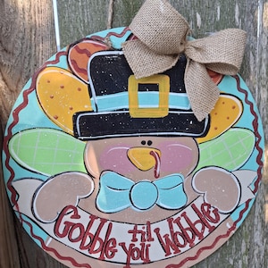 Fall door hanger, Fall decor, turkey door hanger, Thanksgiving door hanger, Thanksgiving decor, gobble gobble sign, harvest decor