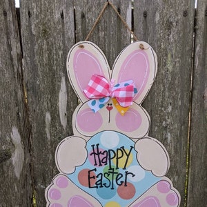 Easter door hanger Easter decor, Easter bunny door hanger, Easter egg, Spring door hanger, farmhouse decor, wood door hanger