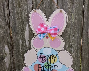 Easter door hanger Easter decor, Easter bunny door hanger, Easter egg, Spring door hanger, farmhouse decor, wood door hanger