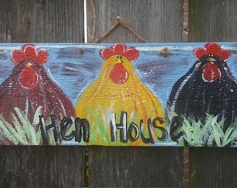 Hen house wood sign, rooster decor,kitchen sign, kitchen decor, farmhouse sign, farmhouse decor