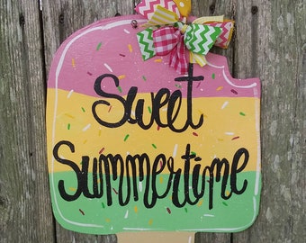 Summer door hanger, summer decor, popsicle door hanger. Sweet summer door hanger, popsicle decor, wood door hanger, farmhouse sign