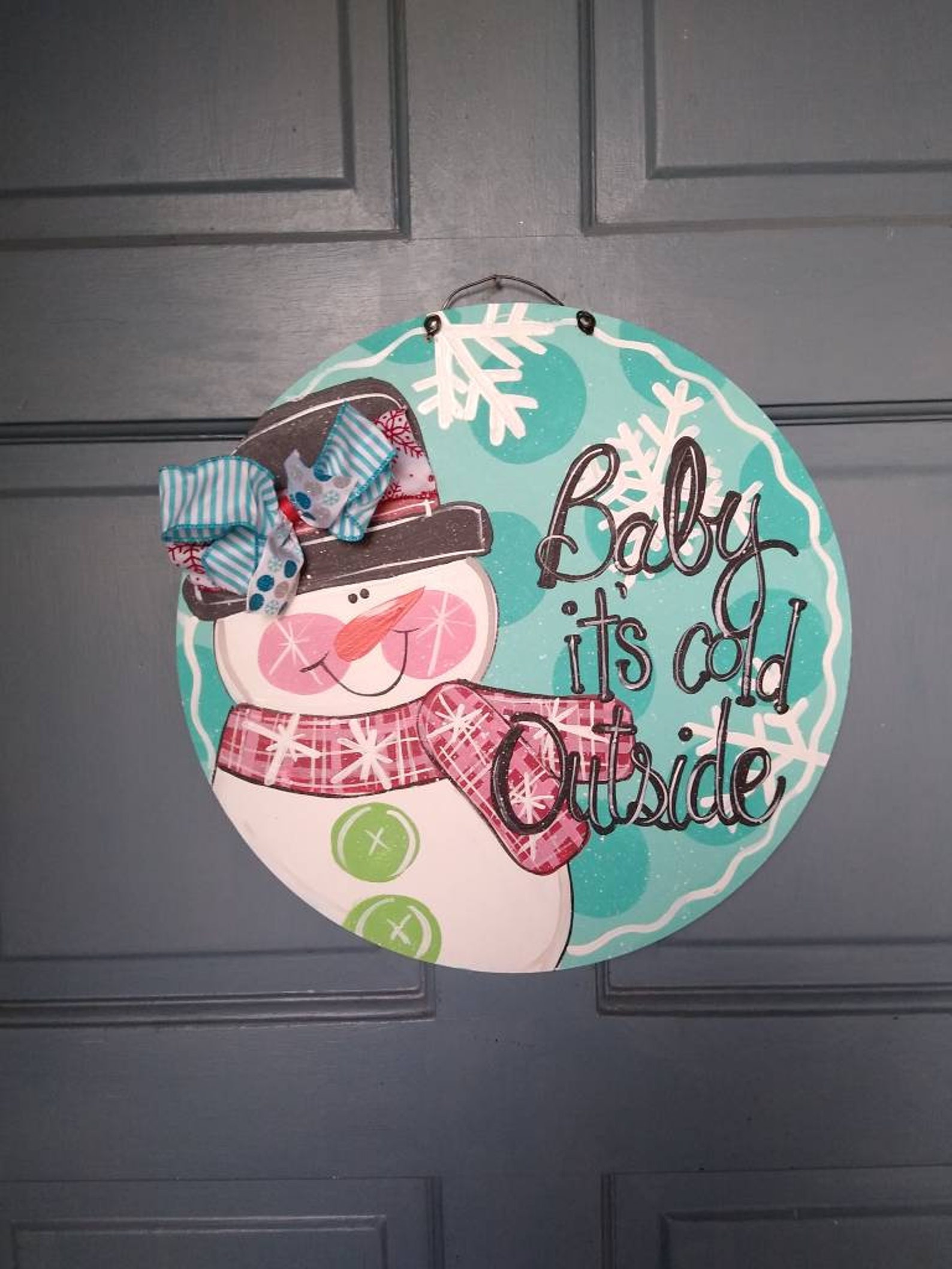 Snowman Door Hanger, Winter Door Hanger, Wood Door Hanger, Snowman ...
