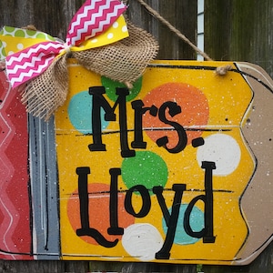 Pencil wall or door hanger...personalized FREE.teacher decor..door hanger..pencil door hanger..teacher door hanger..classroom decor