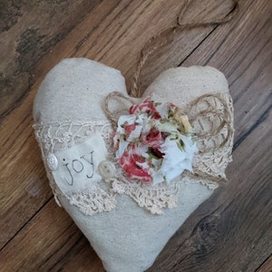 Heart pillow, cotton heart pillow, vintage heart pillow, vintage decor, basket filler, tiered tray accents, home decor, farmhouse decor