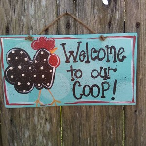 Door hanger, wood door hanger,Welcome to our Coop wood sign, kitchen decor, rooster decor, home decor,Farmhouse decor, welcome sign
