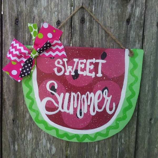 Summer door hanger, watermelon door hanger, summer decor, sweet summer sign, farmhouse decor, door hanger
