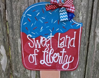 4th of July door hanger, patriotic door hanger, patriotic decor, Wood door hanger, farmhouse decor, summer door hanger.