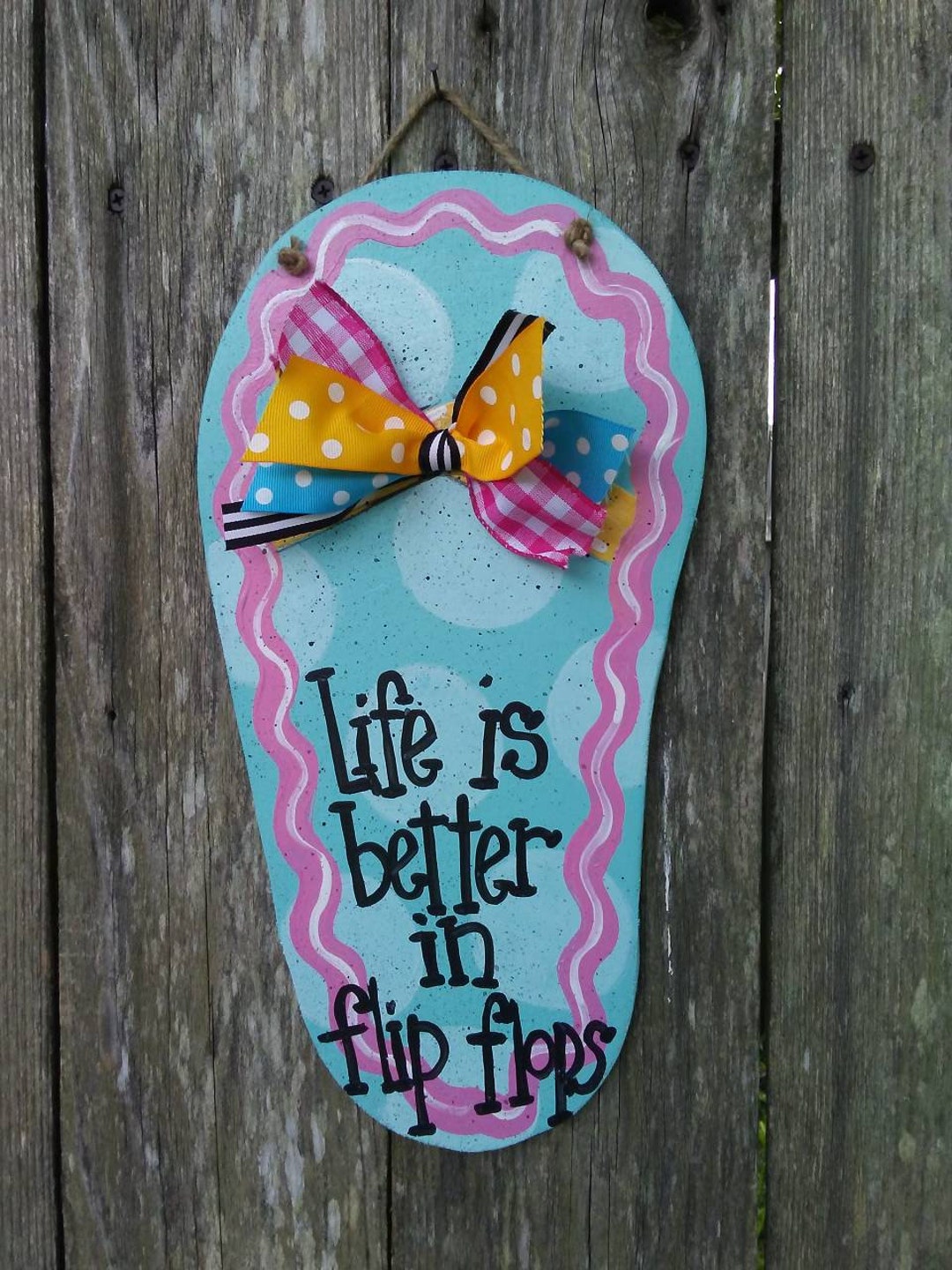 Door Hanger, Summer Door Hanger, Flip Flop Door Hanger, Life is Better ...