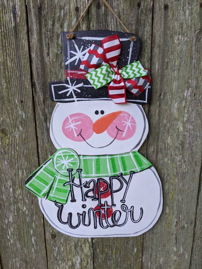 Snowman Door Hanger, Christmas Decor, Winter Door Hanger, Winter Decor ...