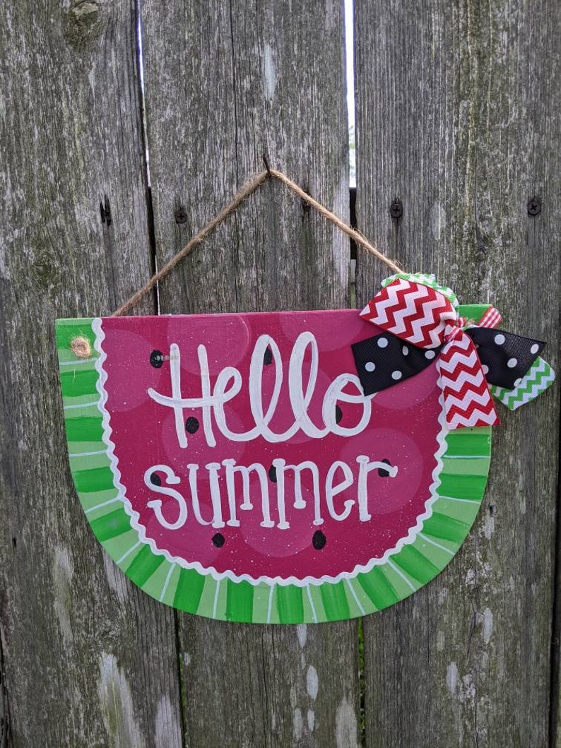 Summer Door Hanger Watermelon Door Hanger Wood Door Hanger Etsy
