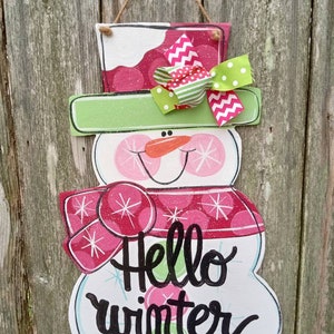 Snowman door hanger, winter door hanger, winter decor, let it snow door hanger, farmhouse decor, snowman decor.