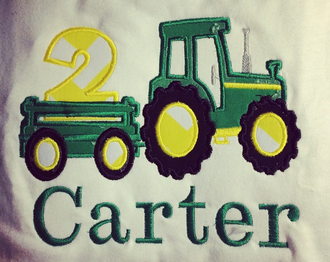 Personalized Appliqué/ Embroidery Tractor Shirt Birthday Shirt. Etsy