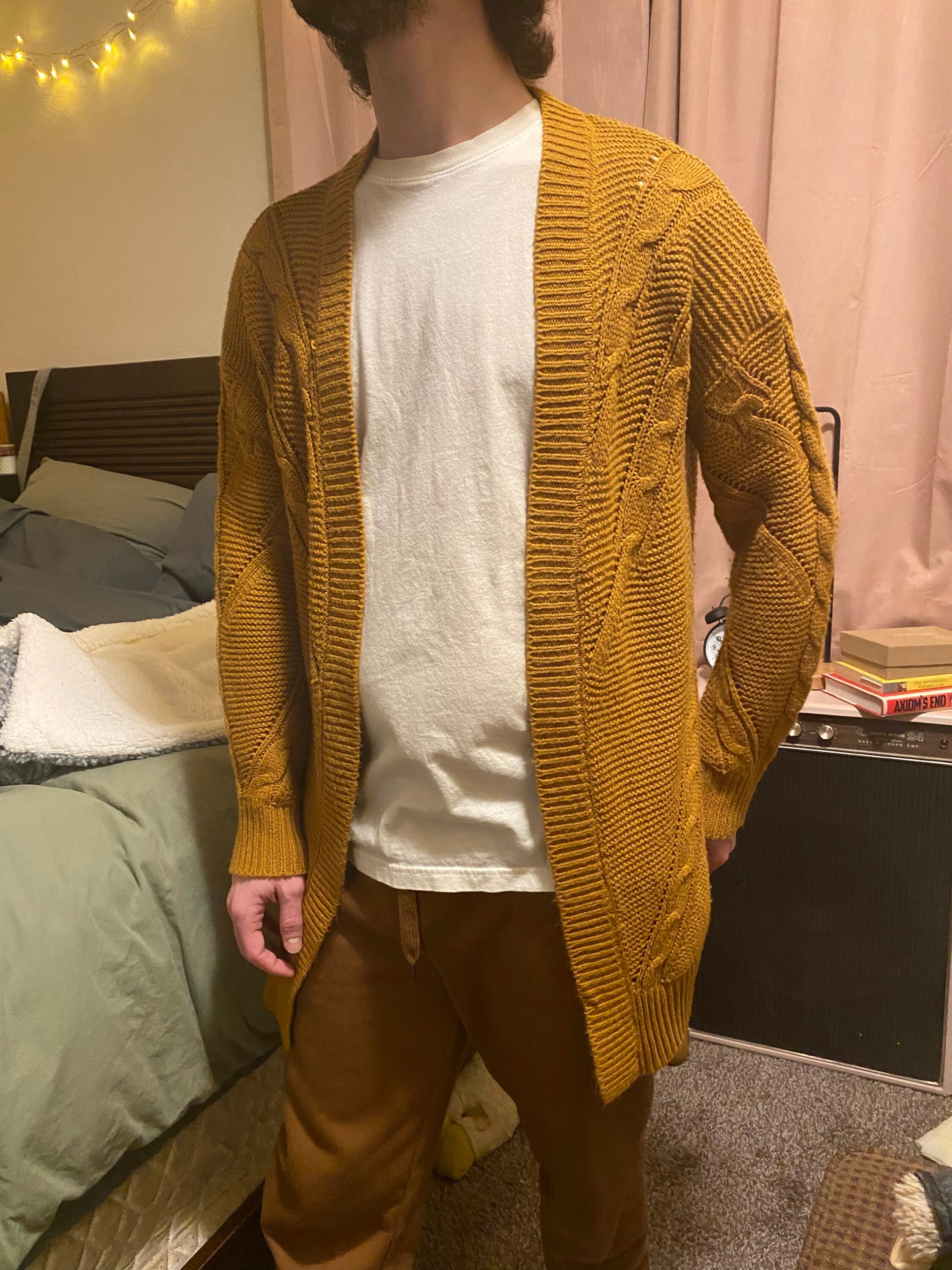 Mustard Yellow Cable Knit Cardigan Etsy