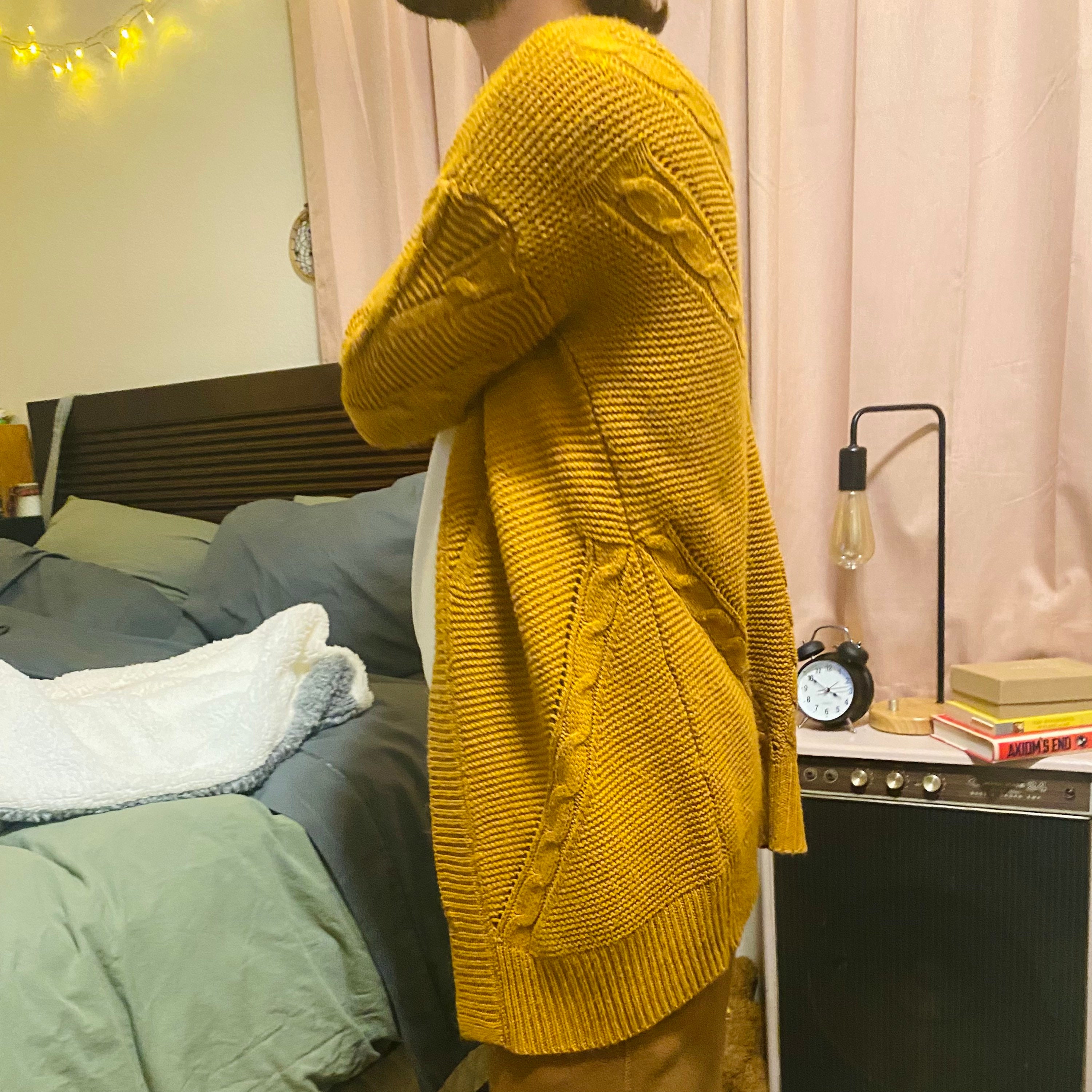 Mustard Yellow Cable Knit Cardigan Etsy