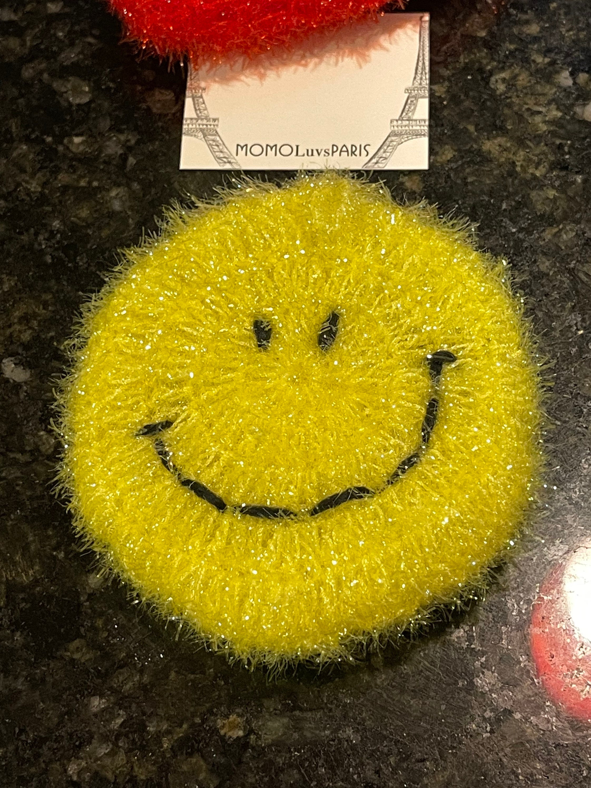 UANGLI Cute Smiley Face Sponge Cleaning Wipe Imitation loofah Sponge Wiping  Honeycomb Sponge Household Kitchen Cleaning dishwashing Cotton