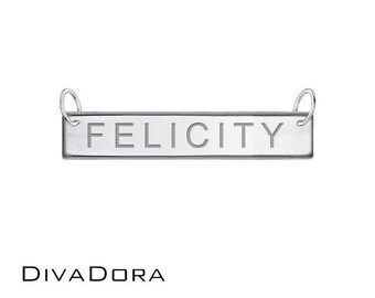 Tag Bar Name Tag Sterling Silver High Polished Customize with Free Engraving Customized Tag Bar Gift for her Bestfriend Gift BARDD02-9