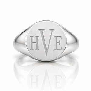 Personalized Sterling Silver Round Monogram Signet Ring