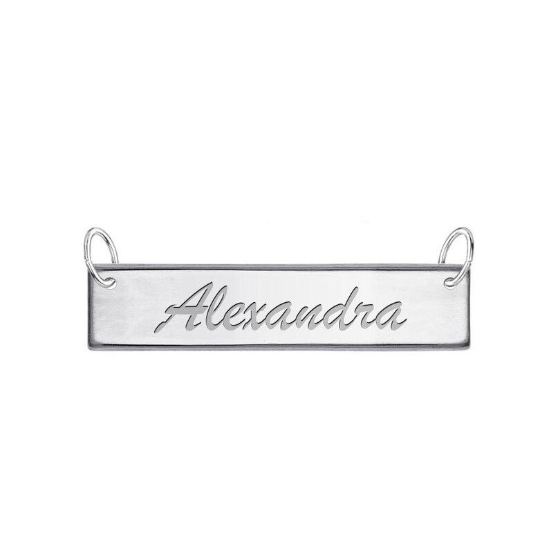 BARDD02-9 High Polished Name Tag Charm Customized Sterling Silver Tag Bar Customize with Free Engraving Gift For Mom Gift for her