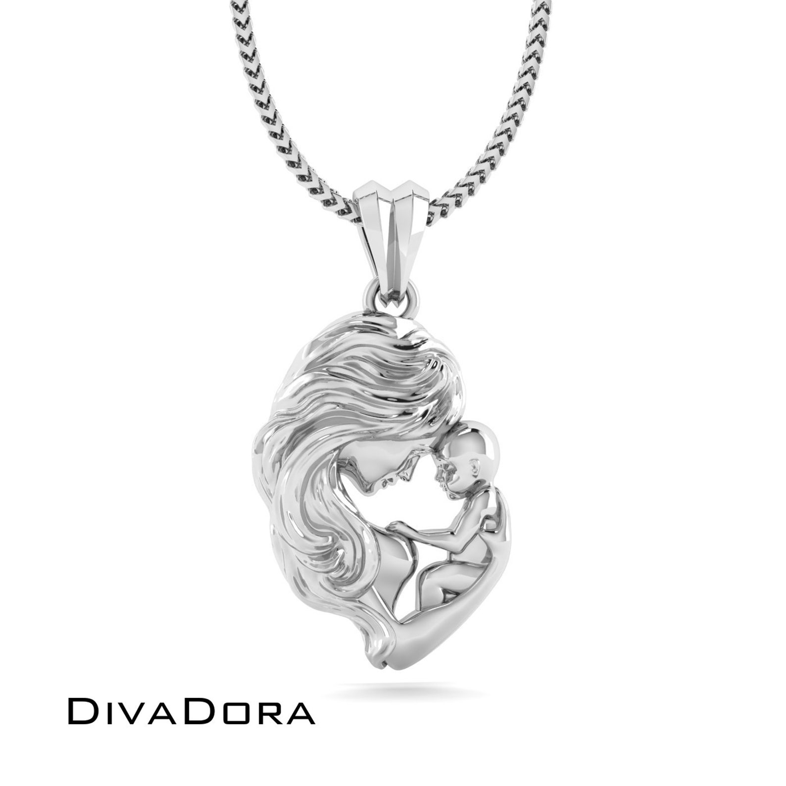 14K Solid Gold Mom And Child Pendant Gold Necklace For Mom Multiple 14k-solid-gold-mom-and-child-pendant-gold-necklace-for-mom-multiple