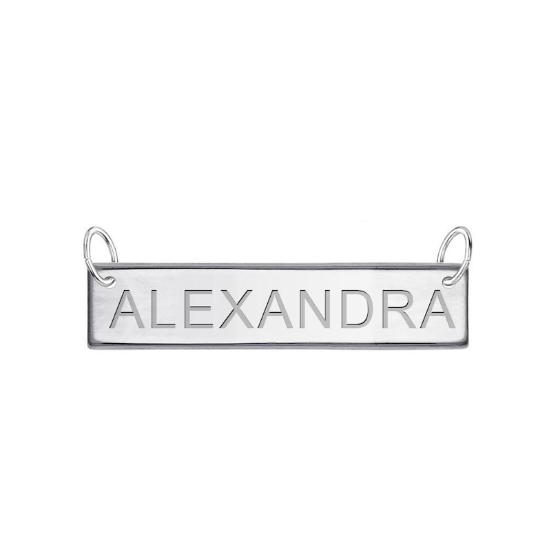 BARDD02-9 High Polished Name Tag Charm Customized Sterling Silver Tag Bar Customize with Free Engraving Gift For Mom Gift for her