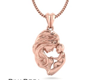 14k Gold Mother Daughter Rose Gold Necklace 14K Gold Mother