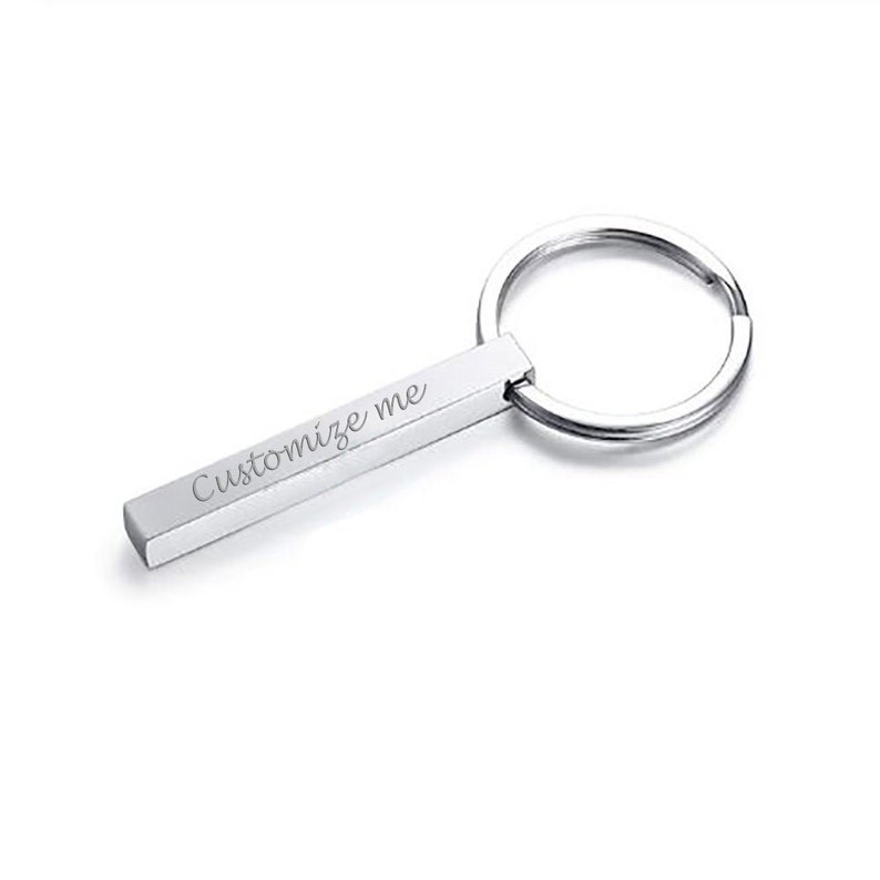 Mother/'s Day Gift PNDD916RS2 Personalized Vertical Bar Keychain Bar Necklace for her Stainless Steel Cutomizable Chain Name Necklace