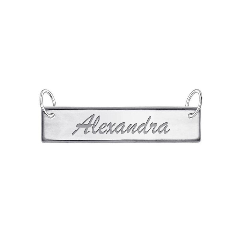 Tag Bar Name Tag Sterling Silver High Polished Customize with Free Engraving Customized Tag Bar Gift for her Bestfriend Gift BARDD02-9
