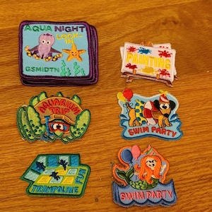 You choose GS Patches for Vest or Uniform. Aqua Night Locking, Painting, Swim party, Trampoline Jump Park, Aquarium Trip, Campfire, Badge