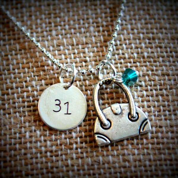 31 inspirado collar de plata con sello de mano con monedero / bolso & Bauble. Ideal para consultores!