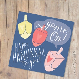 Jeu sur! Carte Happy Hanukkah Dreidel. Happy Chanukah Card. Hanukkah Gelt card. Carte boîte de vacances, enveloppement cadeau de vacances. Enveloppement cadeau De Hanukkah