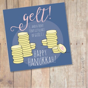 Gelt, c'est moi ! (et la culpabilité) Drôle de carte Hanukkah. Happy Chanukah Card. Bonne carte Hanukkah Gelt. Enveloppe-cadeau de vacances de carte de vacances de vacances. Culpabilité juive