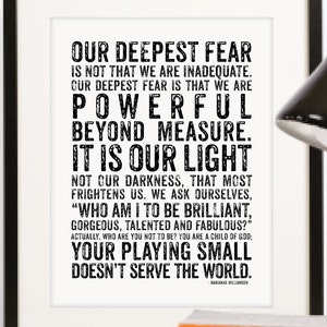 Inspirational Art. Powerful Beyond Measure Art Print. Marianne Williamson Nelson Mandela quote. Typographic Art. Motivational Wall Art