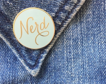 Nerd Enamel Pin. Gold Nerd Lapel Pin. Nerd Flair. Gold Hard Enamel Pin. Cloisonne pin.