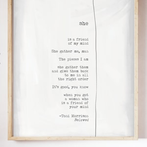 Toni Morrison Beloved Art Print. Inspirational wall art. BFF, Friendship, Sister Gift. Toni Morrison Wall Decor. Typographic Print.