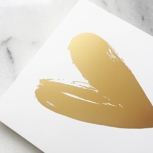Carta d'amore cuore Foil Oro. Semplice elegante Embossed Gold Heart carta. Carta di nozze, Carta di fidanzamento, Biglietto anniversario. Yay Best Day Ever Card