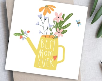 Best Mom Ever Mothers Day Card. Greeting Card for mom. Floral Mother's Day Card. Mom Valentines Day Card.