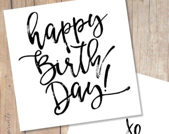 Happy Birthday Card. Simple Elegant Fun Birthday card. Birthday card for him. Hand lettered birthday Card for her. Blank Greeting Card