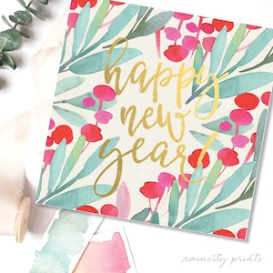 Frohes neues Jahr Set mit 8 Goldfolienprägung Grußkarten. Joy to the world Karten, frohe und helle Weihnachtskarten. Urlaub Geschenkverpackung