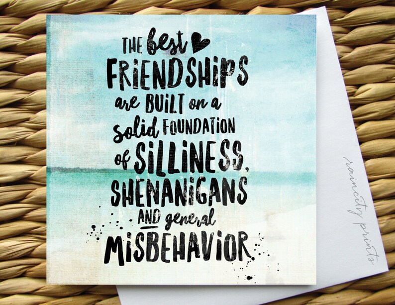 Best Friendships BFF Card. Shenanigans Misbehavior Friendship Etsy